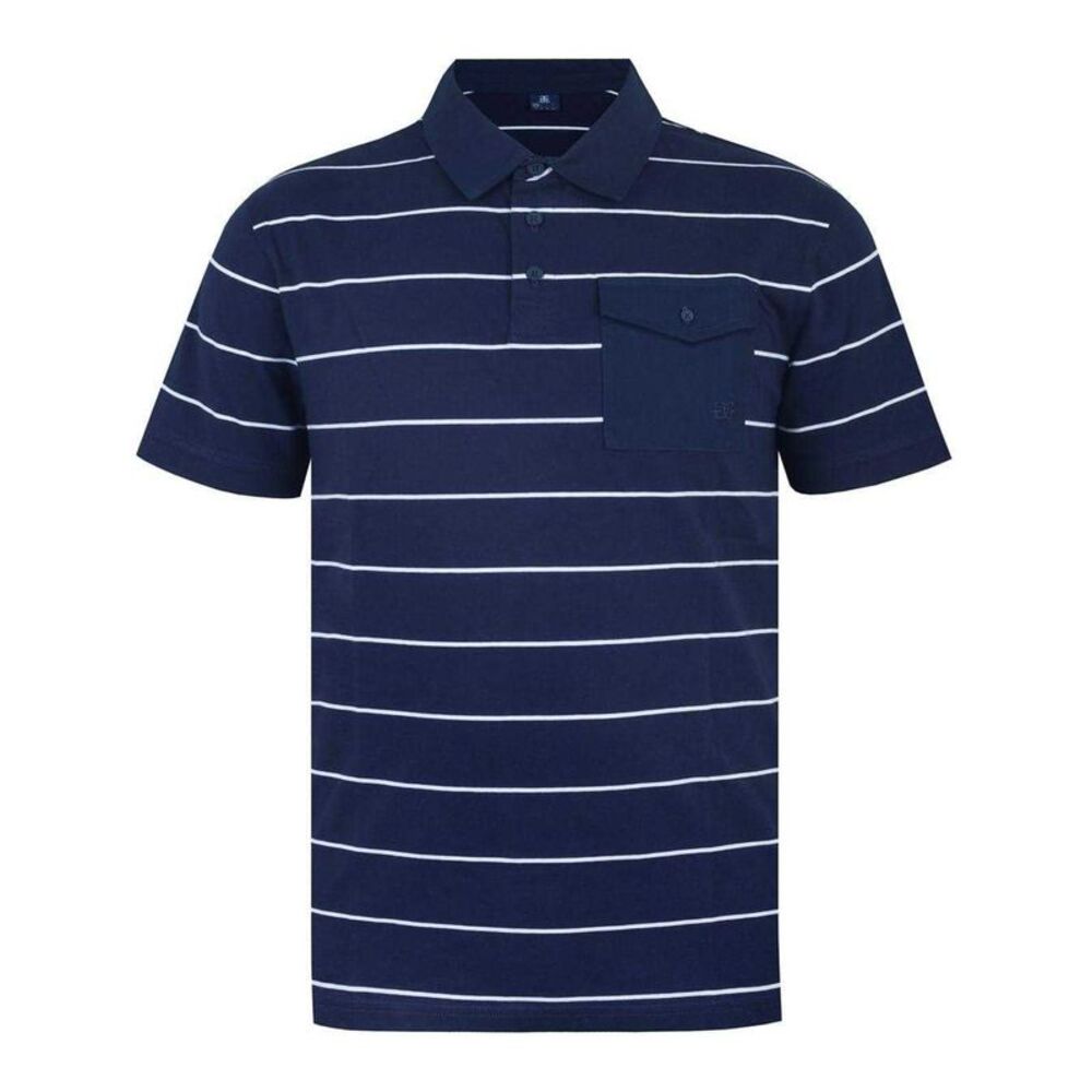 Giorgio Mens Striped Pocket Polo Shirt / Navy/White